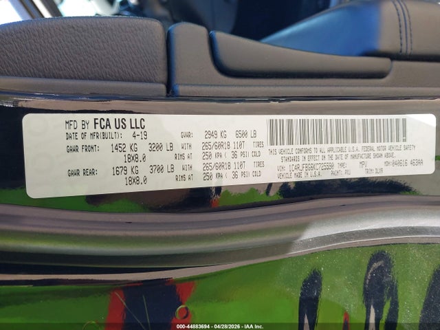 Aukcja sprzedaży 2019 Jeep Grand Cherokee Limited 4x4, vin: 1C4RJFBG6KC725590, numer aukcji: 44883694