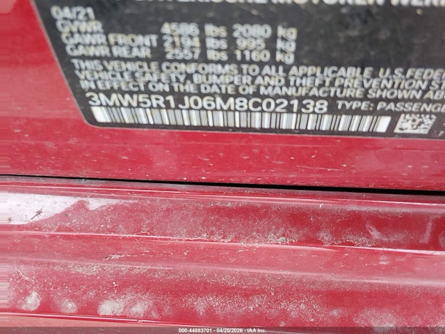 Продаж на аукціоні авто 2021 Bmw 330i, vin: 3MW5R1J06M8C02138, номер лоту: 44883701