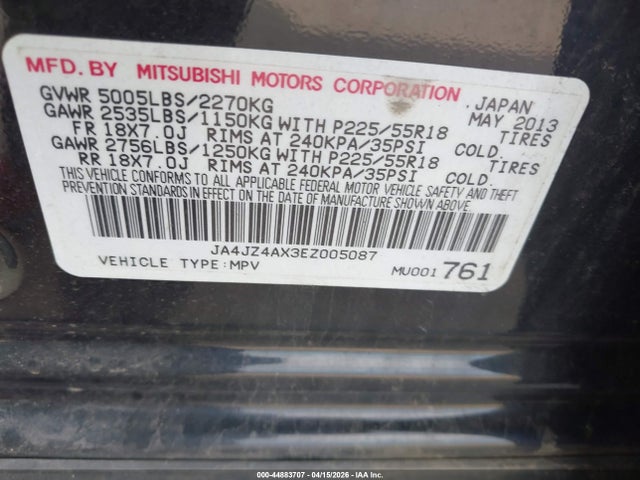 2014 MITSUBISHI OUTLANDER JA4JZ4AX3EZ005087 Photo 8