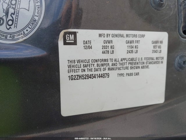 44883722 :رقم المزاد ، 1G2ZH528454144879 vin ، 2005 Pontiac G6 Gt مزاد بيع