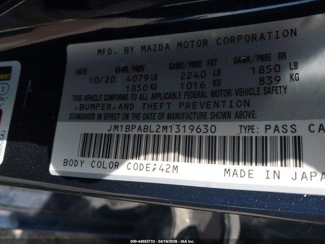 Aukcja sprzedaży 2021 Mazda Mazda3 Select, vin: JM1BPABL2M1319630, numer aukcji: 44883732