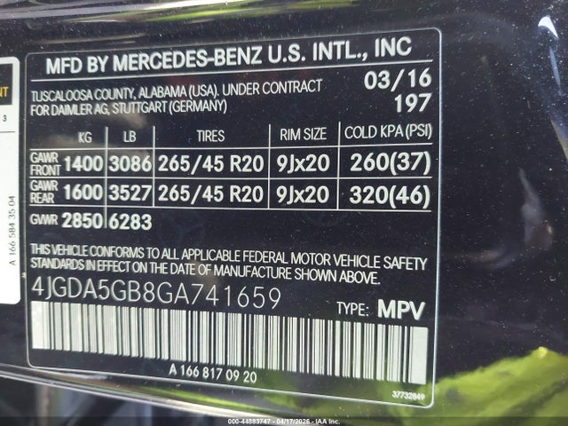 4JGDA5GB8GA741659 Mercedes-Benz Gle 400 4matic