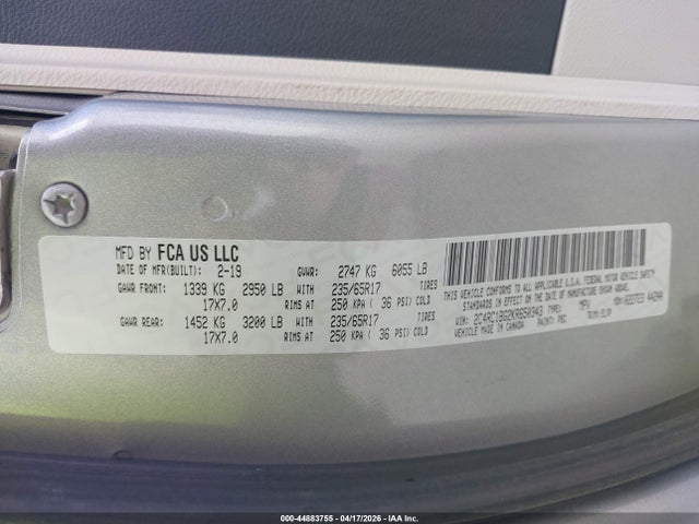 Продаж на аукціоні авто 2019 Chrysler Pacifica Touring L, vin: 2C4RC1BG2KR650343, номер лоту: 44883755
