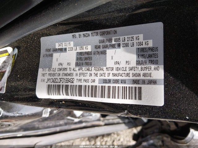 44883765 :رقم المزاد ، JM1CW2CL0F0188492 vin ، 2015 Mazda Mazda5 Touring مزاد بيع