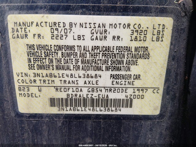 2008 NISSAN SENTRA 3N1AB61E48L638684 Photo 8