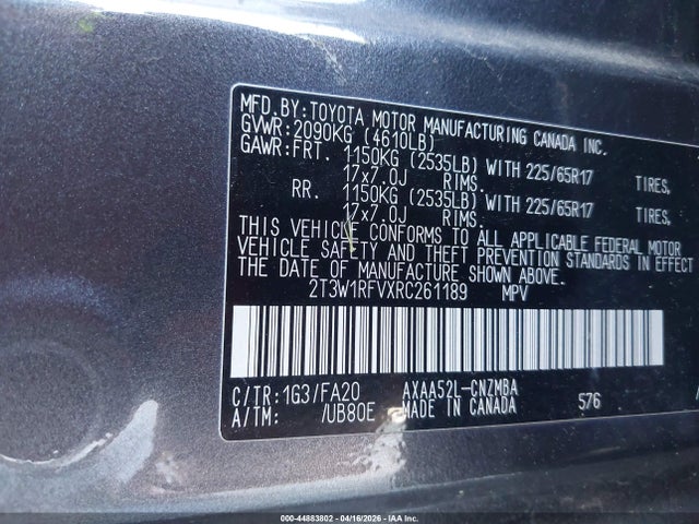 Auction sale of the 2024 Toyota Rav4 Xle, vin: 2T3W1RFVXRC261189, lot number: 44883802