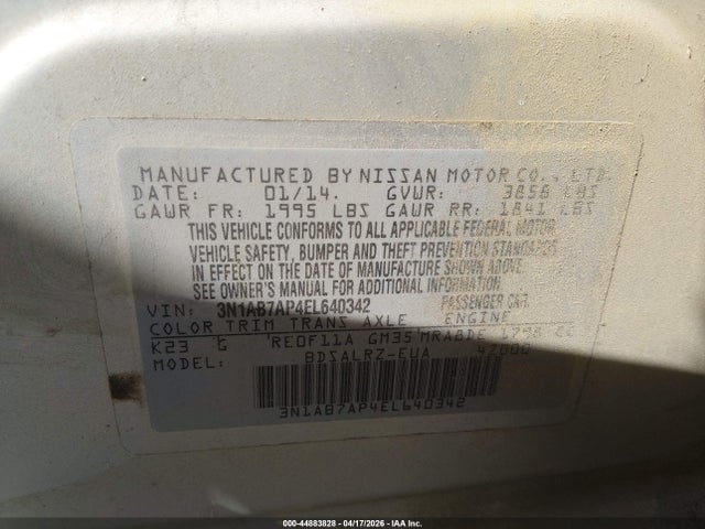 Aukcja sprzedaży 2014 Nissan Sentra Sr, vin: 3N1AB7AP4EL640342, numer aukcji: 44883828