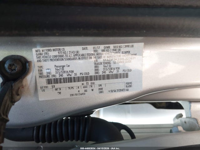 Продаж на аукціоні авто 2017 Ford Focus Se, vin: 1FADP3K22HL223931, номер лоту: 44883834
