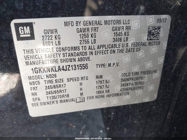 Продажа на аукционе авто 2018 Gmc Acadia Sle-1, vin: 1GKKNKLA4JZ131556, номер лота: 44883850