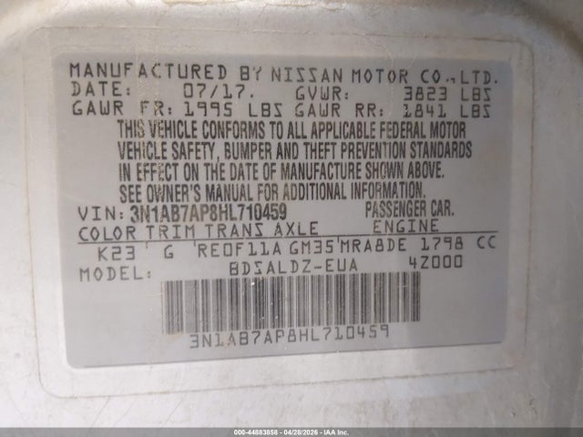 3N1AB7AP8HL710459 Nissan SENTRA SV