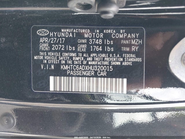 Aukcja sprzedaży 2017 Hyundai Veloster Value Edition, vin: KMHTC6ADXHU320015, numer aukcji: 44883888
