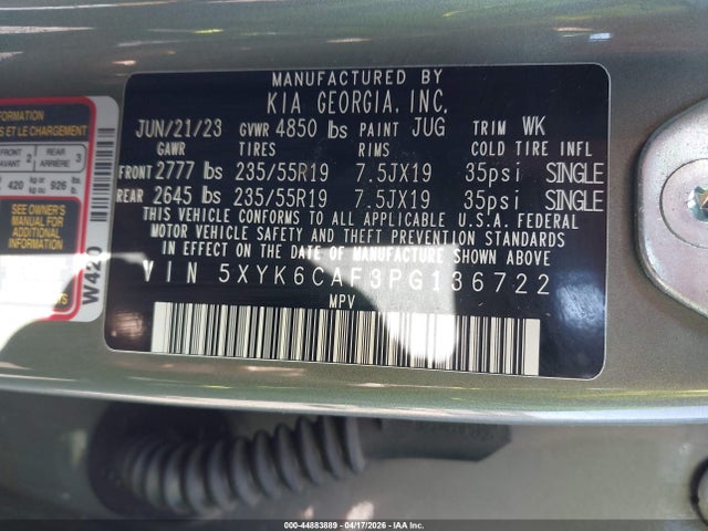 44883889 :رقم المزاد ، 5XYK6CAF3PG136722 vin ، 2023 Kia Sportage X-line مزاد بيع