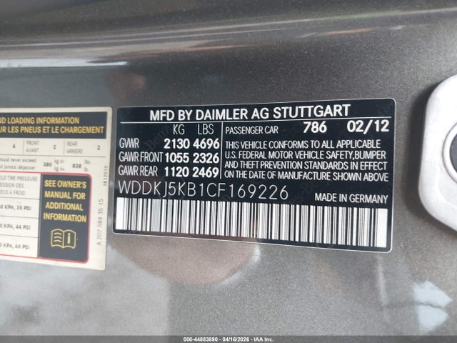 Продажа на аукционе авто 2012 Mercedes-benz E 350, vin: WDDKJ5KB1CF169226, номер лота: 44883890
