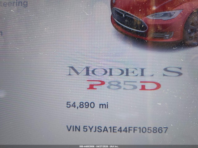 Продаж на аукціоні авто 2015 Tesla Model S 85d/p85d, vin: 5YJSA1E44FF105867, номер лоту: 44883956