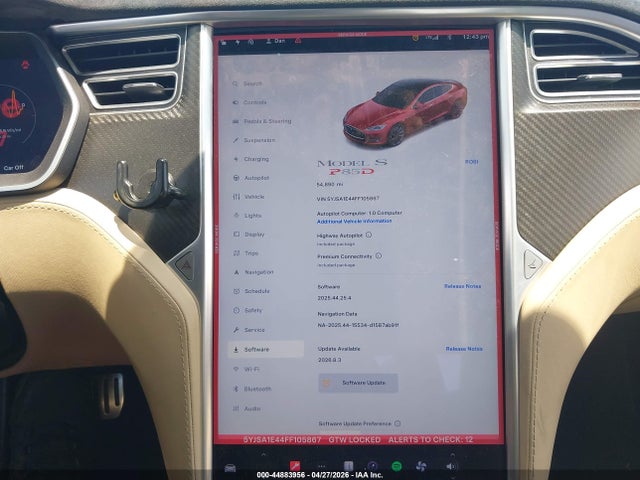 Продаж на аукціоні авто 2015 Tesla Model S 85d/p85d, vin: 5YJSA1E44FF105867, номер лоту: 44883956