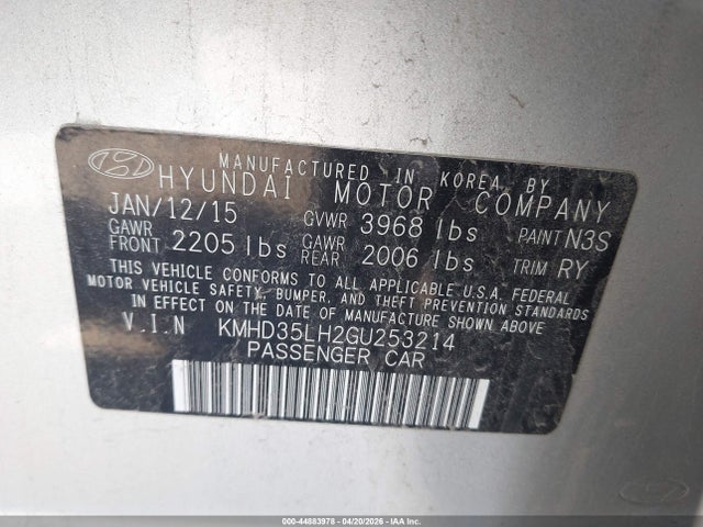 Продажа на аукционе авто 2016 Hyundai Elantra Gt, vin: KMHD35LH2GU253214, номер лота: 44883978
