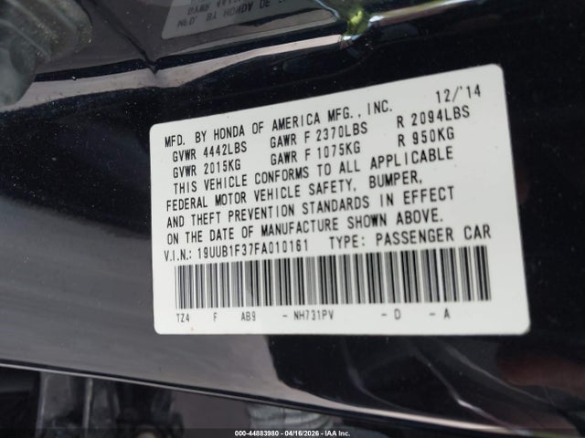 Aukcja sprzedaży 2015 Acura Tlx, vin: 19UUB1F37FA010161, numer aukcji: 44883980