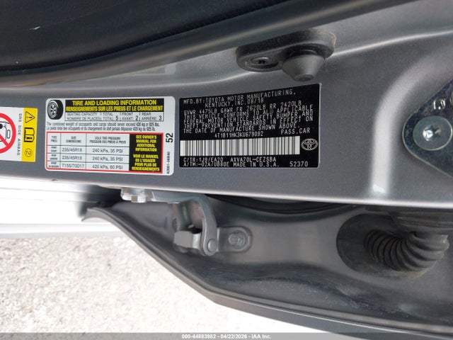 Aukcja sprzedaży 2019 Toyota Camry Se, vin: 4T1B11HK3KU679092, numer aukcji: 44883982