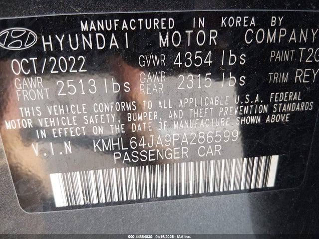 Aukcja sprzedaży 2023 Hyundai Sonata Sel, vin: KMHL64JA9PA286599, numer aukcji: 44884030