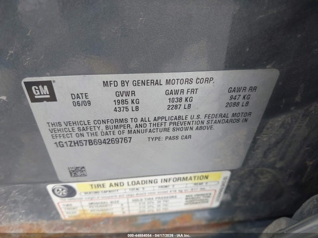 44884054 :رقم المزاد ، 1G1ZH57B694269767 vin ، 2009 Chevrolet Malibu Lt مزاد بيع