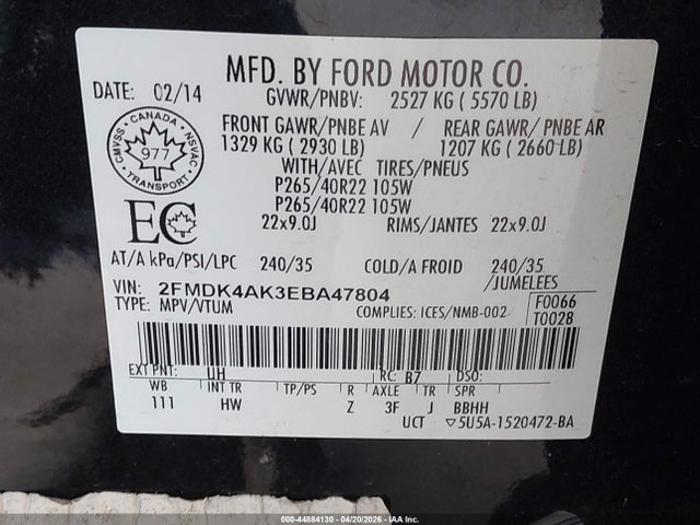 Ford EDGE SPORT 2014 2FMDK4AK3EBA47804 Image 9