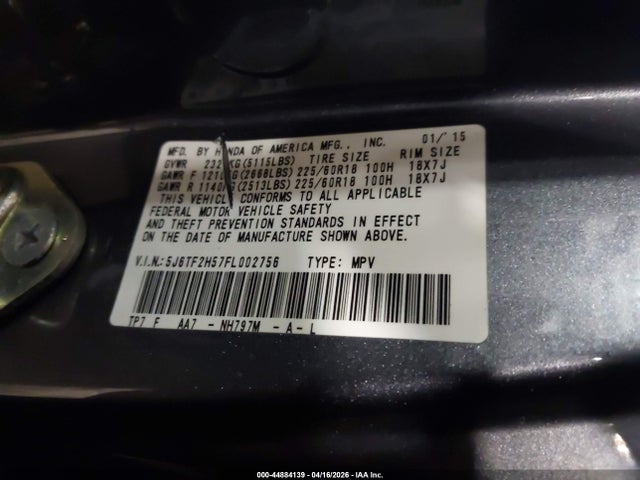 Aukcja sprzedaży 2015 Honda Crosstour Ex-l V6, vin: 5J6TF2H57FL002756, numer aukcji: 44884139