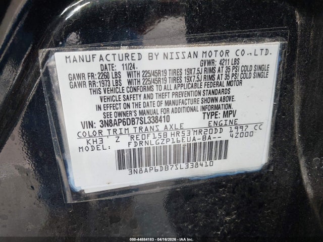 Продажа на аукционе авто 2025 Nissan Kicks Sr Intelligent Awd, vin: 3N8AP6DB7SL338410, номер лота: 44884183
