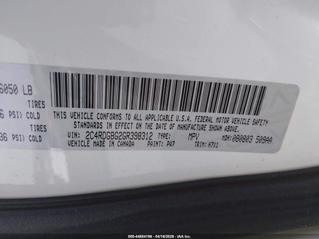 Продаж на аукціоні авто 2016 Dodge Grand Caravan Se, vin: 2C4RDGBG2GR398312, номер лоту: 44884196