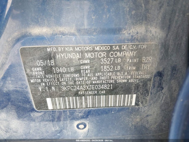 Aukcja sprzedaży 2018 Hyundai Accent Sel, vin: 3KPC24A3XJE034821, numer aukcji: 44884283
