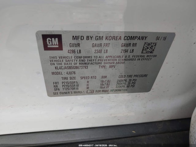 KL4CJASB5GB673793 Buick Encore