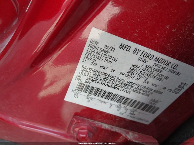 3FMTK1SS0NMA17795 Ford Mustang Mach-e Select