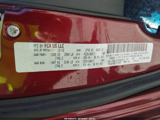 44884378 :رقم المزاد ، 2C4RDGCG3HR662153 vin ، 2017 Dodge Grand Caravan Sxt مزاد بيع