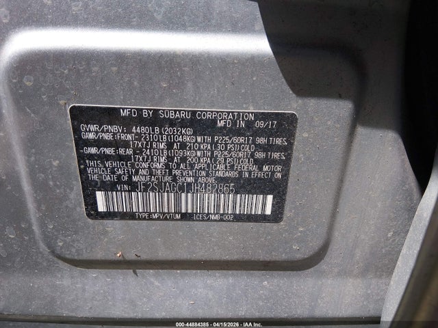 Продажа на аукционе авто 2018 Subaru Forester 2.5i Premium, vin: JF2SJAGC1JH482865, номер лота: 44884385