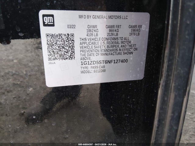 Продаж на аукціоні авто 2022 Chevrolet Malibu Fwd Lt, vin: 1G1ZD5ST6NF127400, номер лоту: 44884397