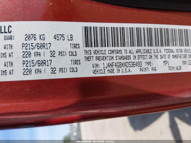 Aukcja sprzedaży 2010 Jeep Patriot Limited, vin: 1J4NF4GBXAD536493, numer aukcji: 44884496