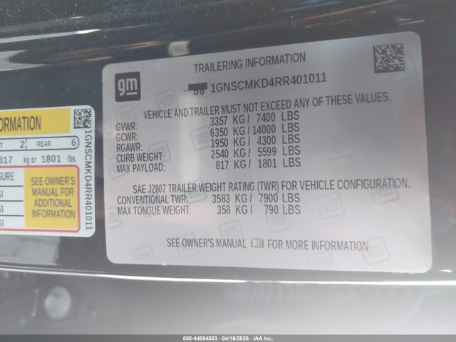 Продажа на аукционе авто 2024 Chevrolet Tahoe 2wd Ls, vin: 1GNSCMKD4RR401011, номер лота: 44884503