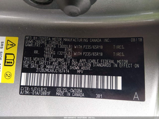 2018 Lexus Rx 350 მანქანა იყიდება აუქციონზე, vin: 2T2BZMCA8JC167414, აუქციონის ნომერი: 44884515