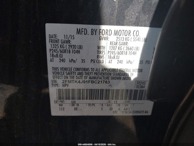 2015 FORD EDGE 2FMTK4J91FBC21783 Photo 8