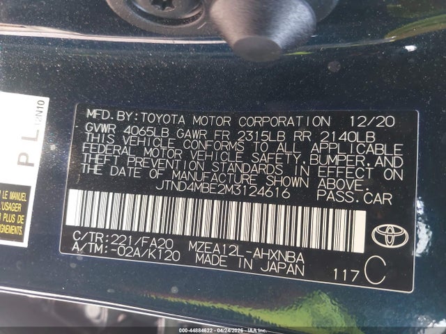Toyota COROLLA SE 2021 JTND4MBE2M3124616 Image 9