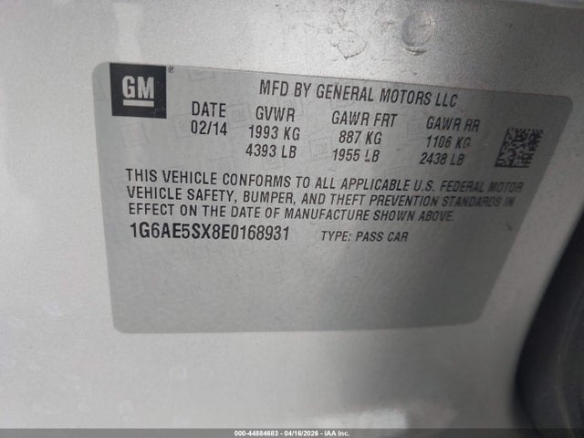 2014 Cadillac Ats Premium მანქანა იყიდება აუქციონზე, vin: 1G6AE5SX8E0168931, აუქციონის ნომერი: 44884683