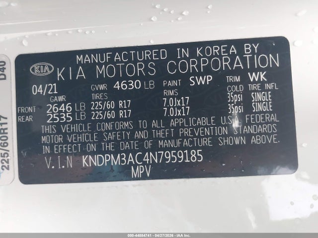Продаж на аукціоні авто 2022 Kia Sportage Lx, vin: KNDPM3AC4N7959185, номер лоту: 44884741