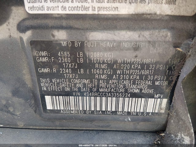 Продаж на аукціоні авто 2010 Subaru Outback 2.5i Premium, vin: 4S4BRCCC3A3356234, номер лоту: 44884776