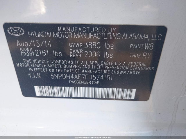 Продажа на аукционе авто 2015 Hyundai Elantra Se, vin: 5NPDH4AE7FH574151, номер лота: 44884785