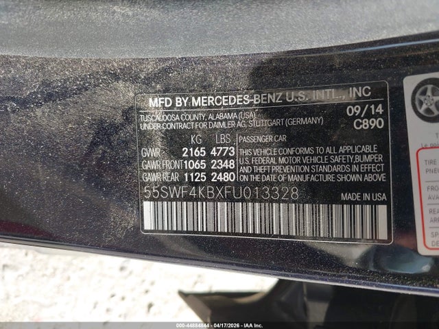 Продажа на аукционе авто 2015 Mercedes-benz C 300 Luxury 4matic, vin: 55SWF4KBXFU013328, номер лота: 44884844