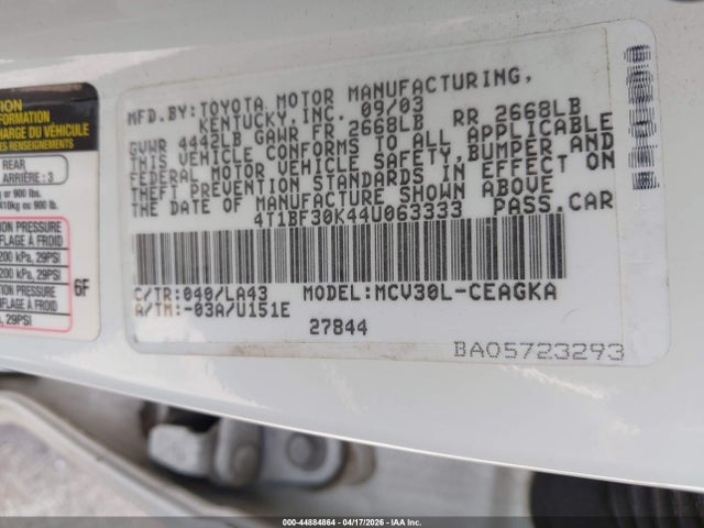 Продаж на аукціоні авто 2004 Toyota Camry Xle V6, vin: 4T1BF30K44U063333, номер лоту: 44884864