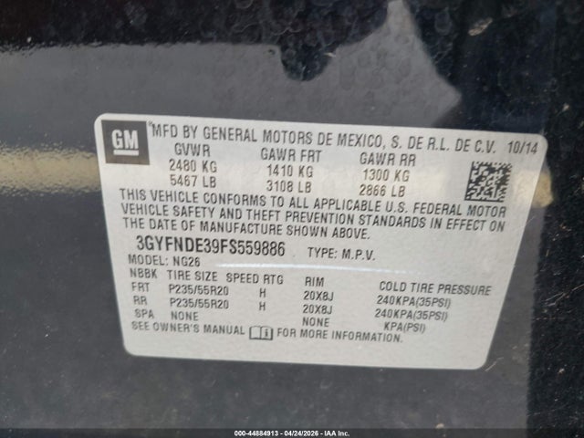 Продажа на аукционе авто 2015 Cadillac Srx Premium Collection, vin: 3GYFNDE39FS559886, номер лота: 44884913