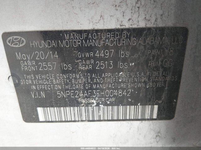 Продажа на аукционе авто 2015 Hyundai Sonata Se, vin: 5NPE24AF3FH004842, номер лота: 44884933