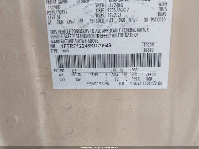 2008 FORD F-150 1FTRF12248KD79949 Photo 8