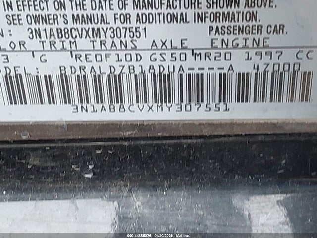 Продаж на аукціоні авто 2021 Nissan Sentra Sv Xtronic Cvt, vin: 3N1AB8CVXMY307551, номер лоту: 44885026