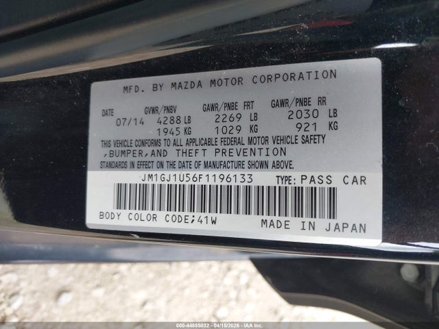Aukcja sprzedaży 2015 Mazda Mazda6 I Sport, vin: JM1GJ1U56F1196133, numer aukcji: 44885032